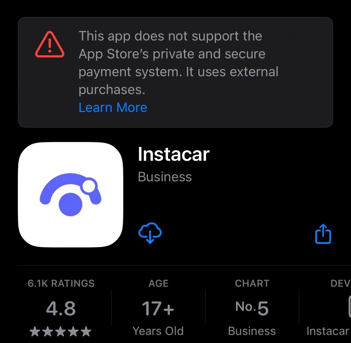 Plațile cu telefonul avertisment Apple Instacar via GSMArena