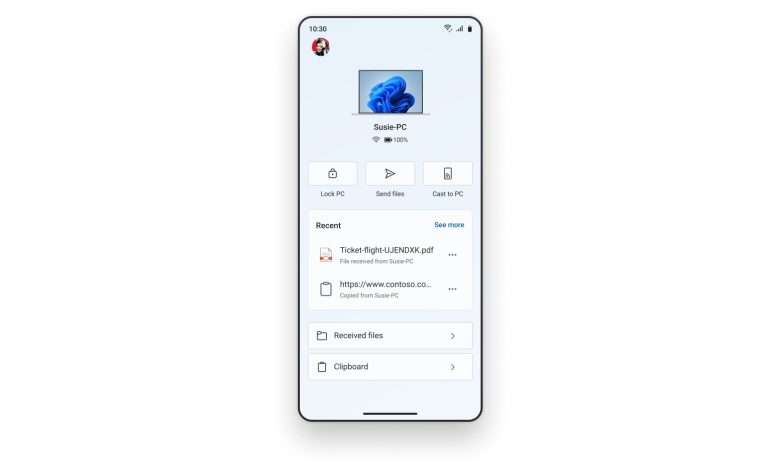 Interfață Microsoft Phone Link